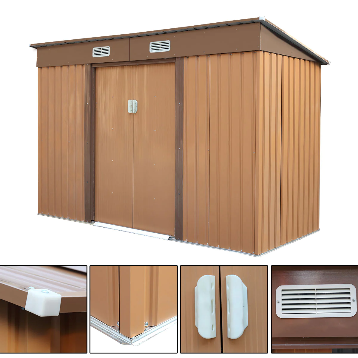 JAXPETY 4.2&s; x 9.1&s; Outdoor Backyard Garden Metal Storage Shed for Utility Tool Storage