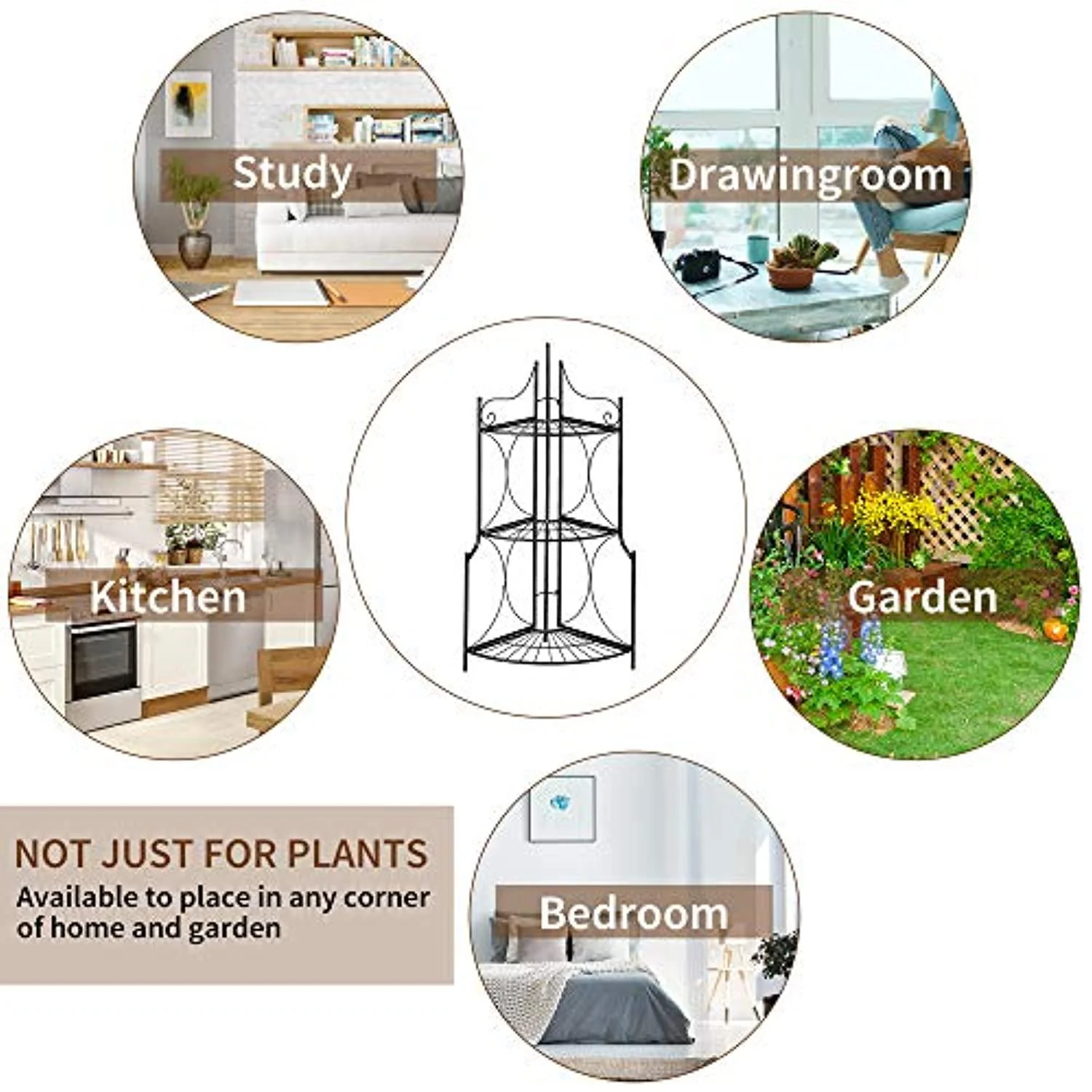 indefree corner plant stand - foldable 3-tier plant stand home storage organizer display stand rack book shelf multifunction