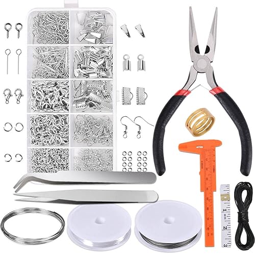 PAXCOO Jewelry Making Supplies Kit - Jewelry Repair Tool with Accessories Jewelry Pliers Jewelry Findings and Beading Wires for
