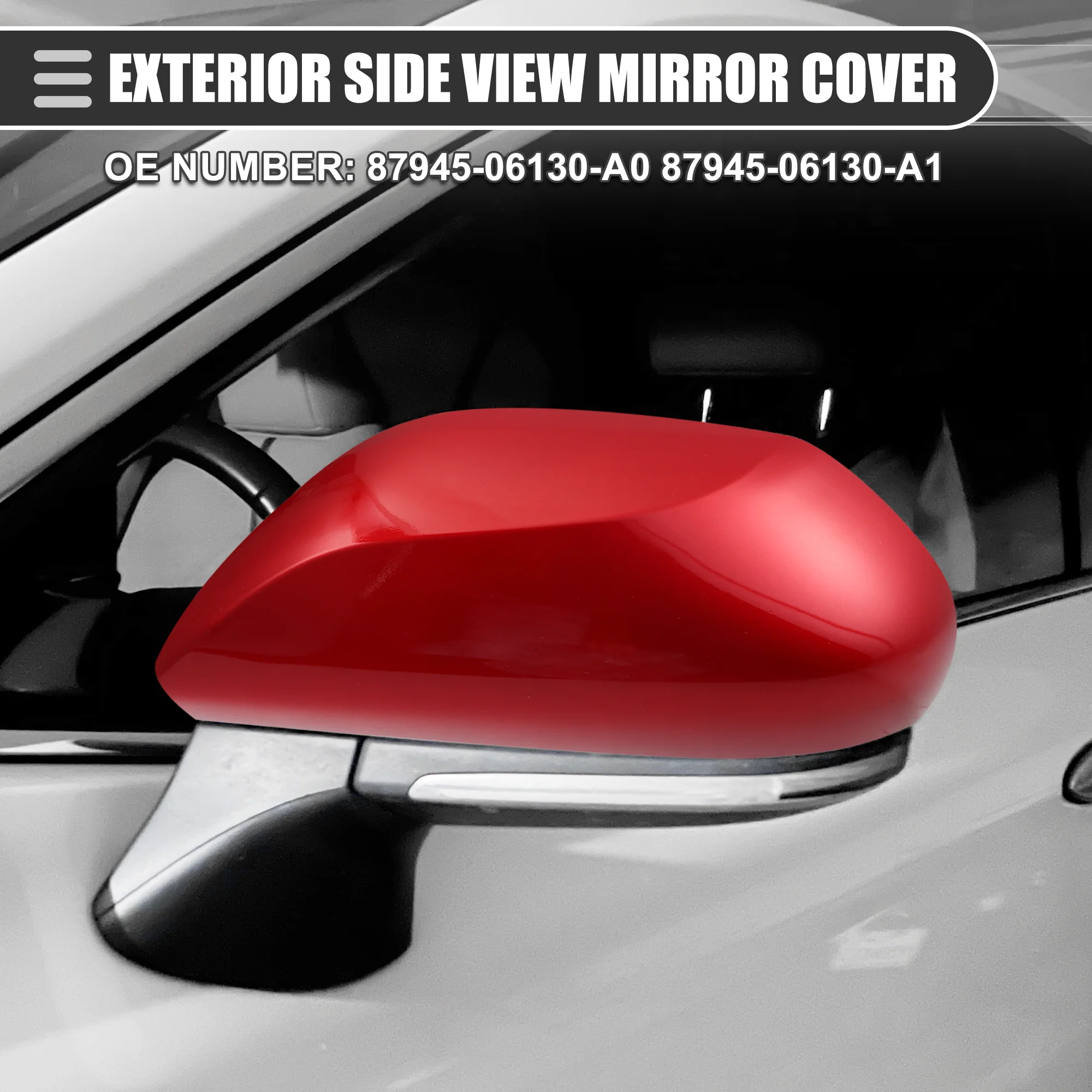 Unique Bargains Car Left Side Mirror Cover Cap for Toyota Camry 2018-2023 87945-06130-A0 Red