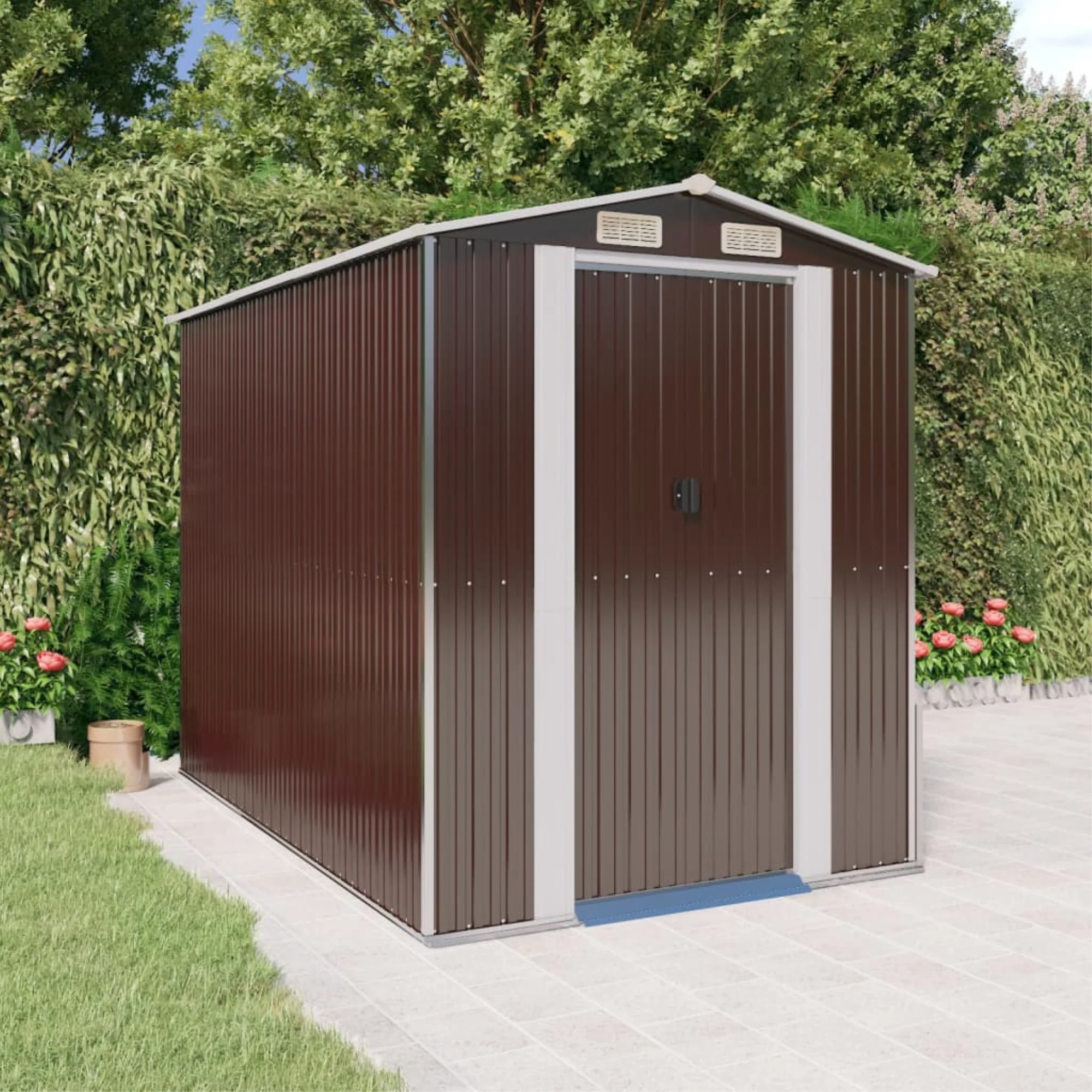 vidaXL Garden Shed Dark Brown 75.6