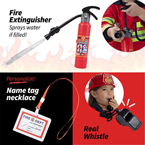 Born Toys 8 PC Premium WASHABLE kids Fireman Costume Toy for kids,Boys,Girls,Toddlers, and children with complete firefighter ac