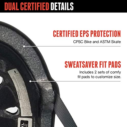 Triple Eight Dual Certified Bike and Skateboard Helmet, Blue Matte, Large / X-Large