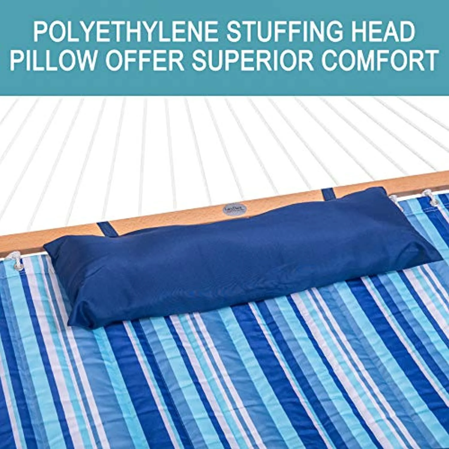 Lazy daze Hammocks lazy daze 12 ft quilted fabric double hammock with spreader bars and detachable pillow, 2 person hammock for outdoor patio ba