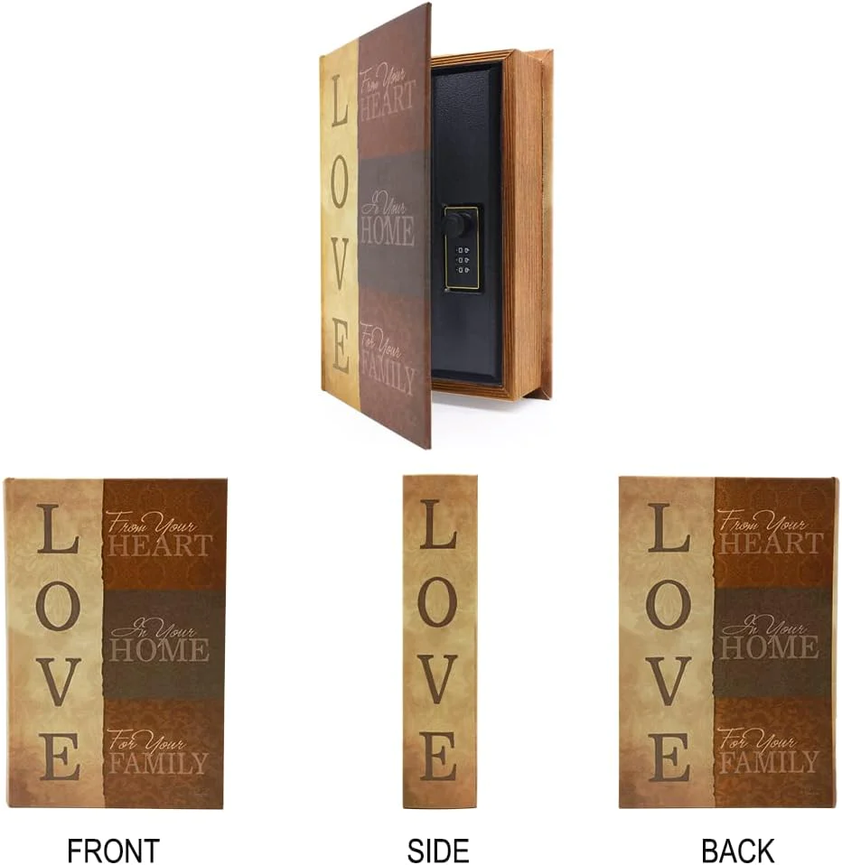 PACOLO Wooden Decorations Book Safe , Antique Decorations Diversion Books with Secret Compartment Combination Lock,Vintage Book Storag