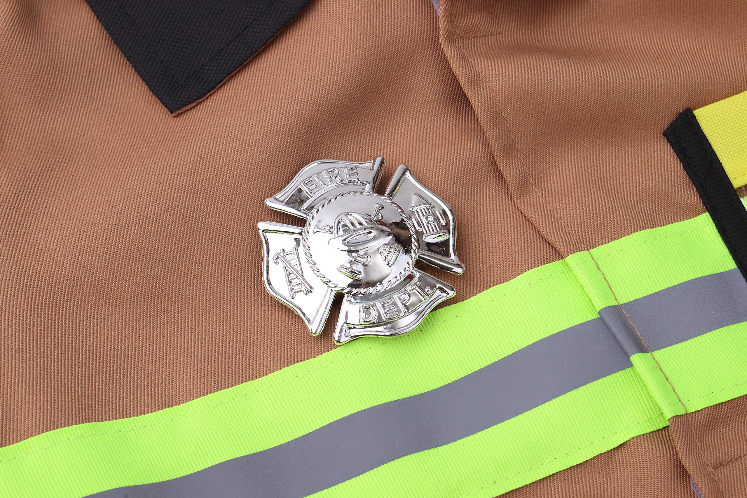 yolsun Tan Fireman Costume for Kids, Boys&s; and Girls&s; Firefighter Dress up (7 pcs) 2-3 Years