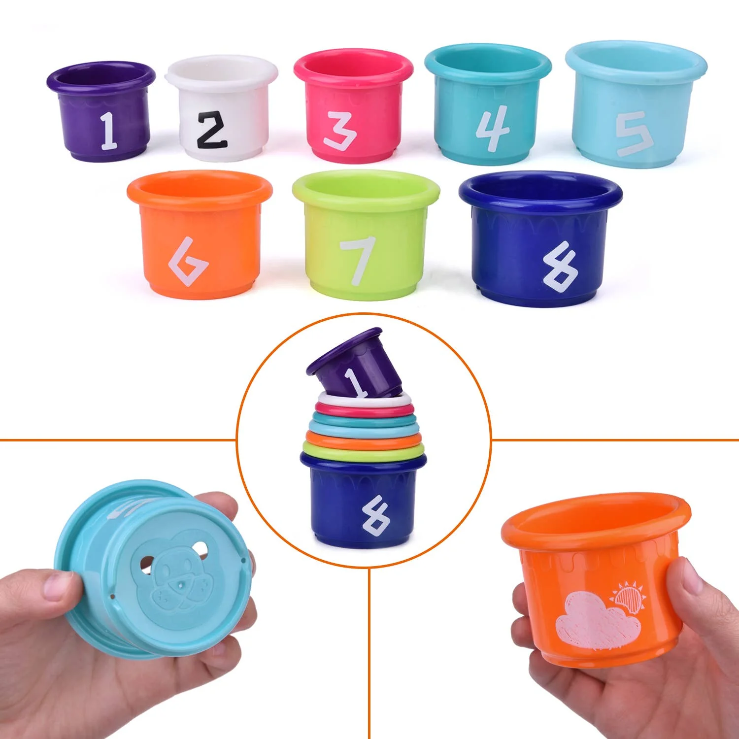 Fun Little Toys 9 PCs Bath Toys for Toddlers, Flower Waterfall Water Station