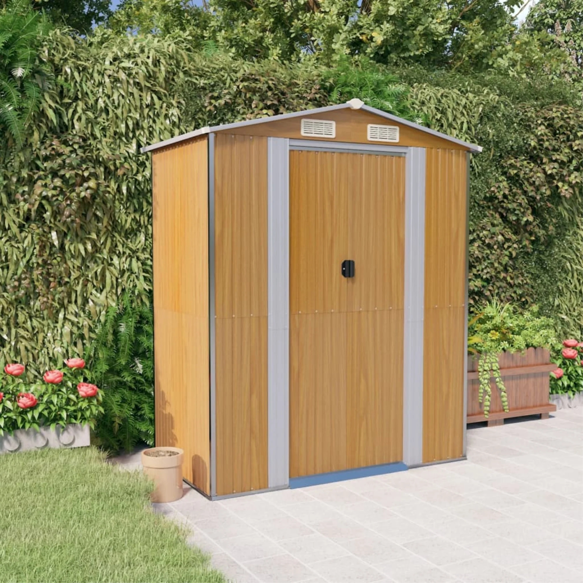 vidaXL Garden Shed Light Brown 75.6
