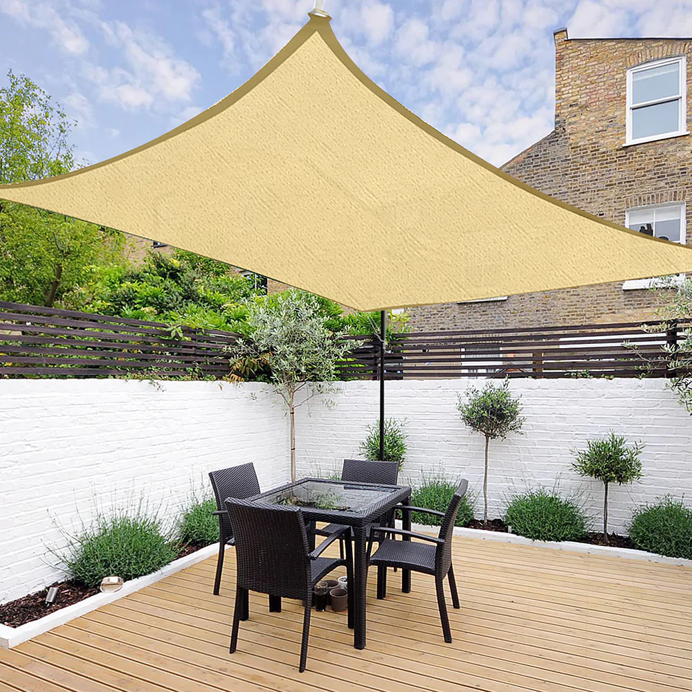 Jeremywell 16&s; x 20&s; Sun Shade Sail, Square Sand 185GSM UV Block Canopy for Patio Lawn Yard