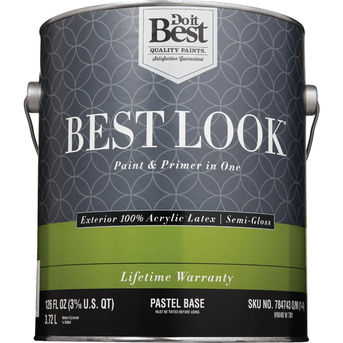 Best Look SIM Supply, Inc. HW40W0781-16 Best Look 100% Acrylic Latex Premium Paint &a; Primer In One Semi-Gloss Exterior House Paint, Pastel