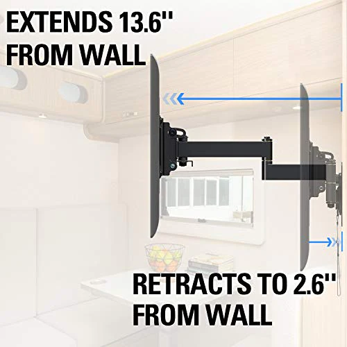Mounting Dream Lockable RV TV Mount for Most 10-26 Inch Flat Screen, RV Mount TV Bracket for Camper Trailer Truck Boat, Full Mot