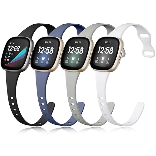 Getino Compatible with Fitbit Versa 4/ Versa 3 Bands/Sense/Sense 2 Bands Women Men, Sport Slim Accessories, Band for Fitbit Vers