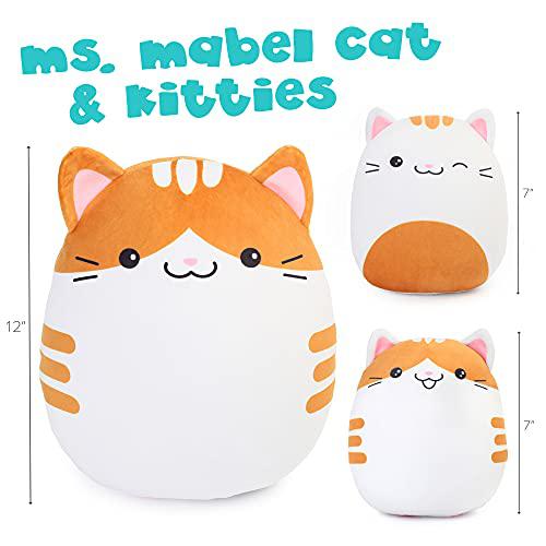 benben cat plush pillow, set of 3, 12&s;&s; and 7&s;&s; squishy kitty stuffed animals hugging toys, soft cushion gift for kids girls