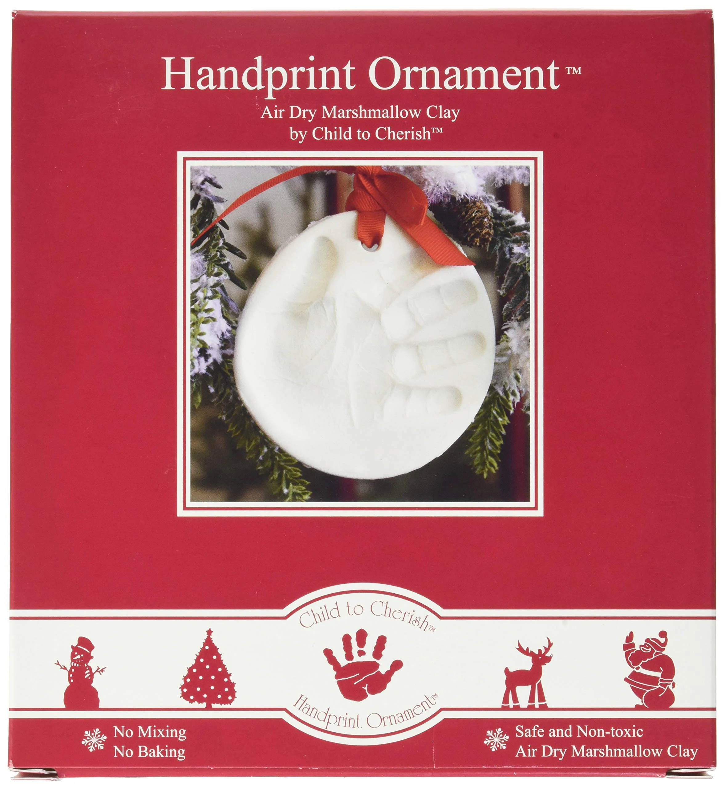 child to cherish Marshmallow clay Baby Handprint or Footprint First christmas Ornament Kit
