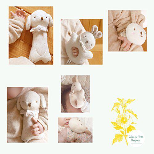 john n tree organic baby rattle ((puppy &a; baby rabbit rattle set - set of 3 ))