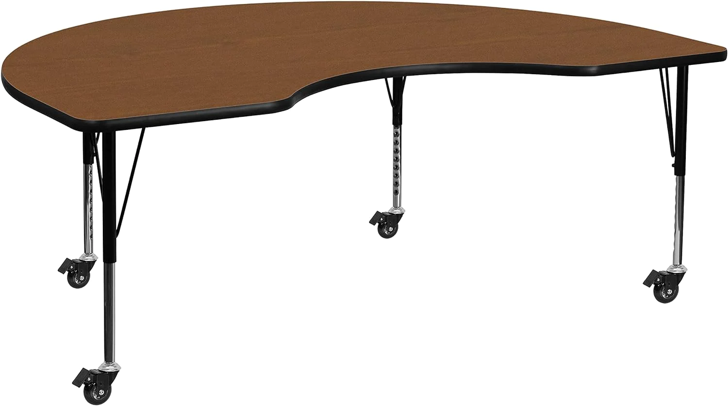 Flash Furniture Mobile 48&s;&s;W x 96&s;&s;L Kidney Red HP Laminate Activity Table - Height Adjustable Short Legs - XU-A4896-KIDNY-RED-H-P-CAS-GG