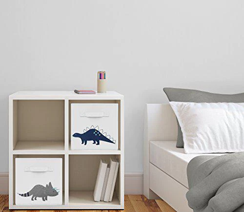 Sweet Jojo Designs navy blue and grey modern dino foldable fabric storage cube bins boxes organizer toys kids baby childrens for mod dinosaur co