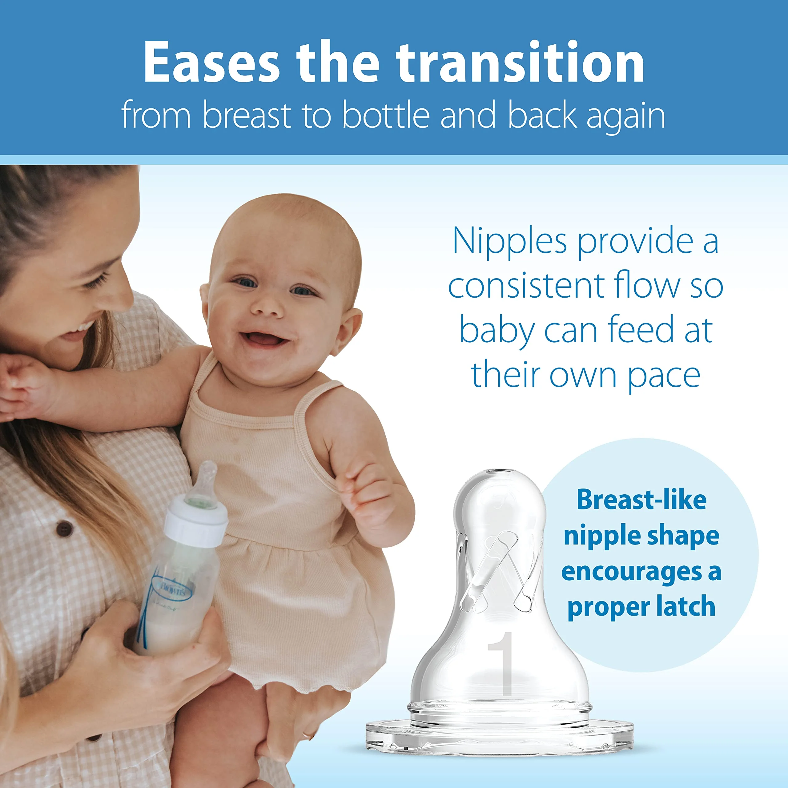 Dr. Brown&s;s Natural Flow Anti-Colic Options+ Narrow Baby Bottles, Nature Designs, 8oz/250mL, with Level 1 Slow Flow Nipples 4-Pa
