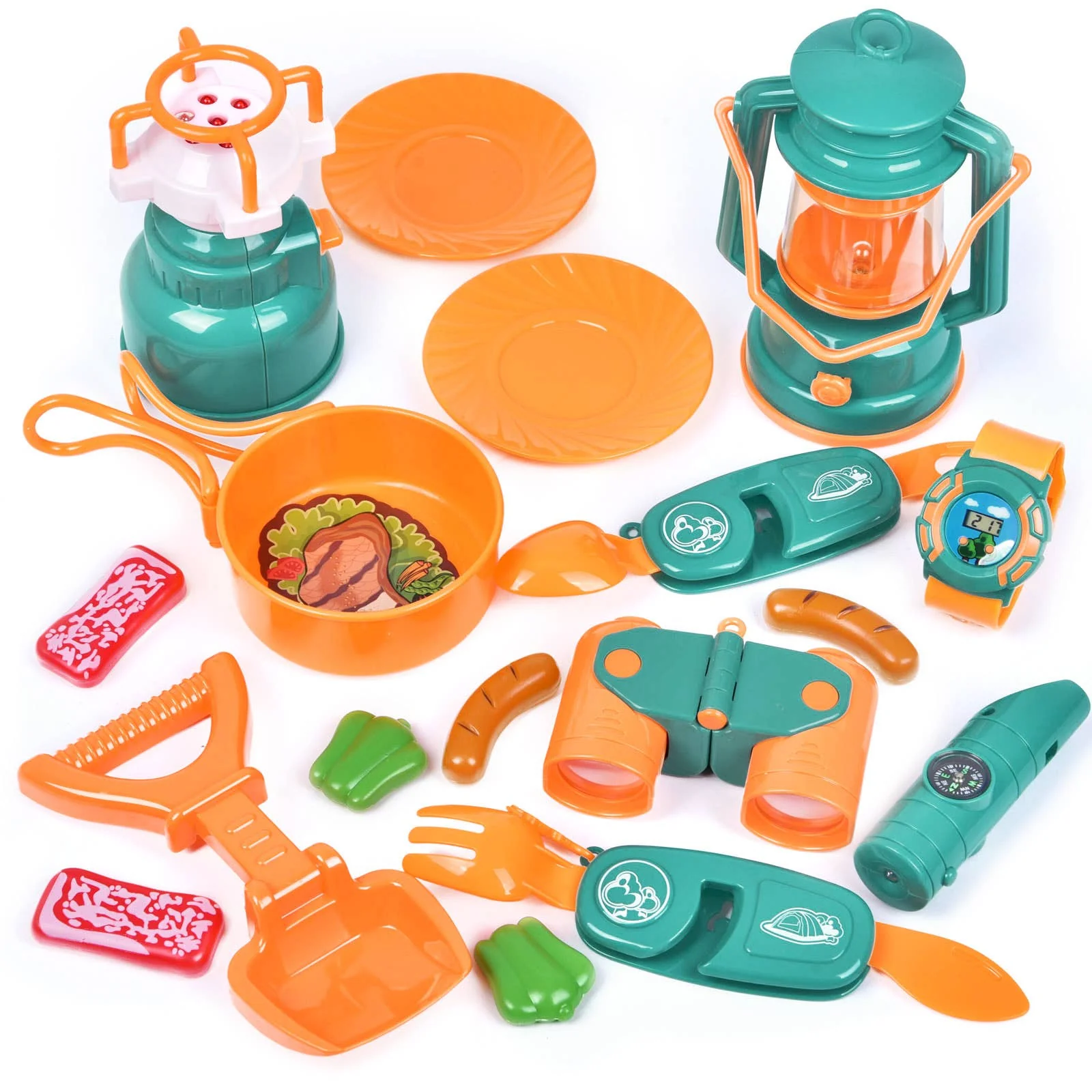 Fun Little Toys Camping Tent with Tools and Food, 17 pcs