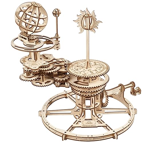 UgEARS Mechanical Tellurion 3D Puzzle Planetarium Solar System Model Kit for Self-Assembly Idea Earth and Moon Jigsaw 3D Wooden