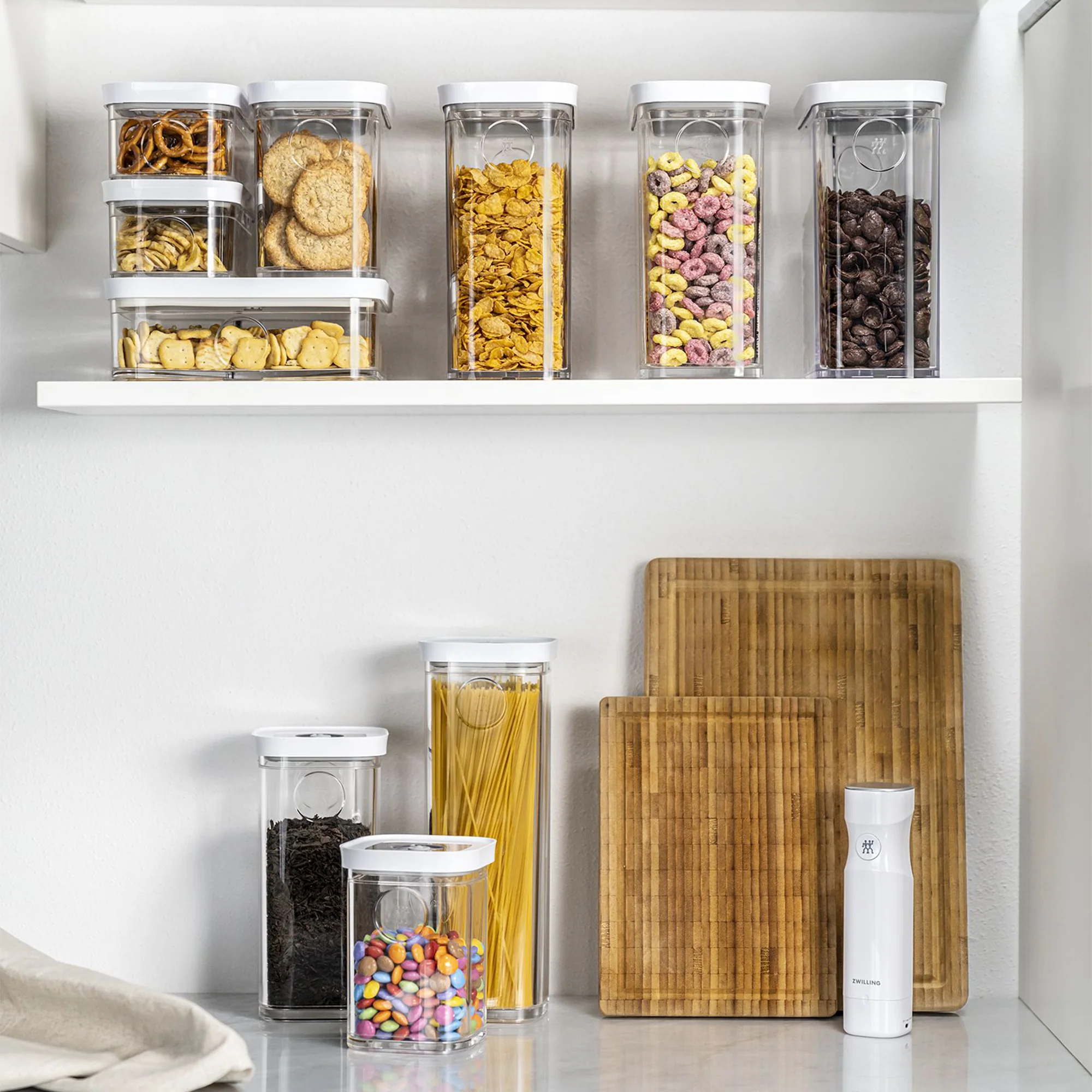 ZWILLING Fresh &a; Save Cube Box Set, 5-pc, Plasic, Airtight Dry Food Storage Container, Medium Cube Set