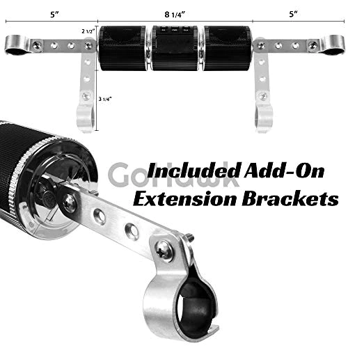GoHawk RD8 Gen.2 Waterproof Bluetooth Motorcycle ATV Stereo Speakers Soundbar 7/8-1.25 in. Handlebar Mount MP3 Music Player Audi