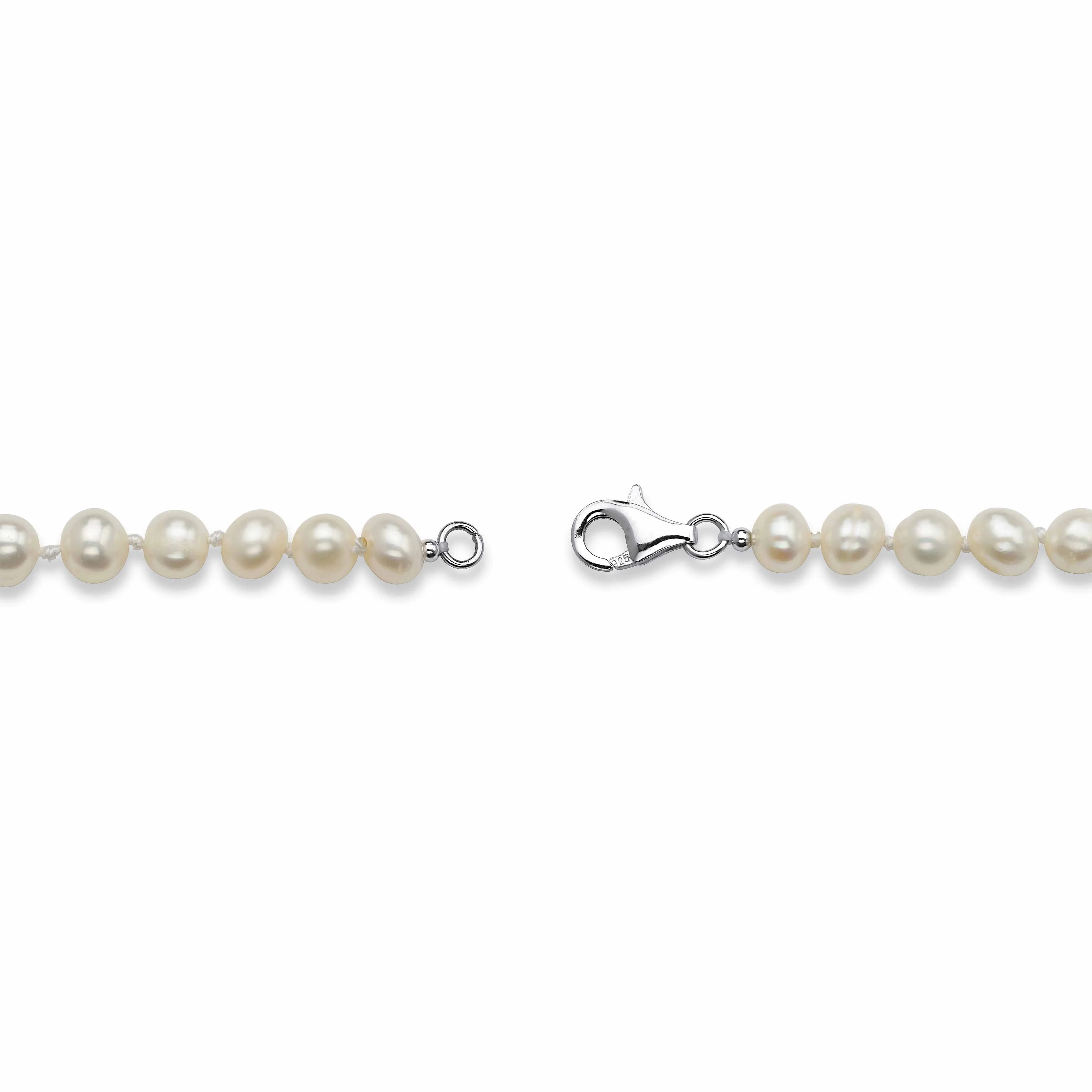 PalmBeach Jewelry 3 Piece Cultured Freshwater Pearl Necklace Bracelet and Earrings Set in Sterling Silver