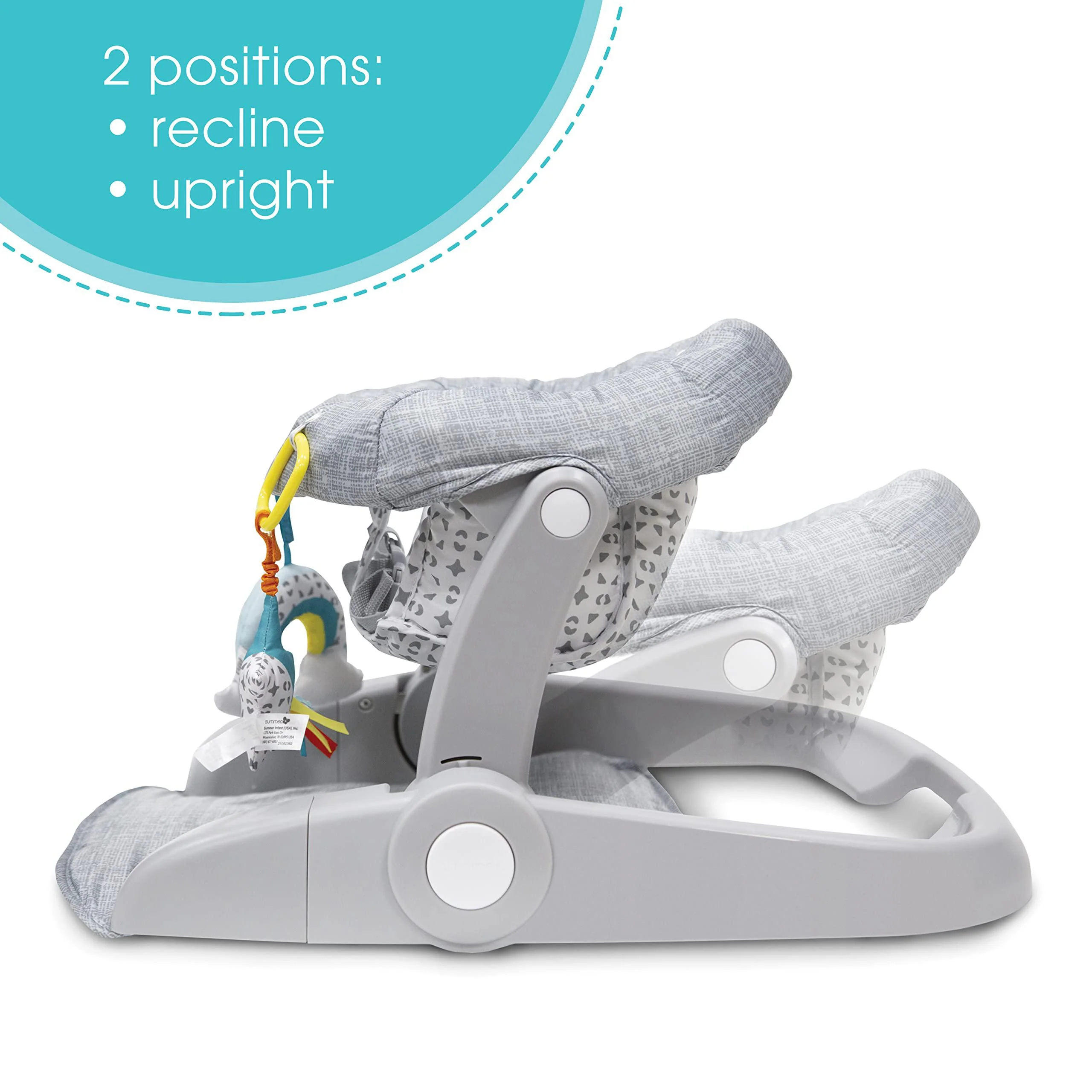 Summer Infant summer learn-to-sit 2-position floor seat (heather gray) - sit baby up in this adjustable baby activity seat appropriate for