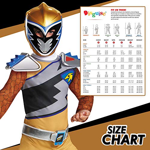 Disguise Gold Power Rangers Costume for Kids. Official Licensed Gold Ranger Dino Charge Classic Power Ranger Suit with Mask for Boys &a; Gi
