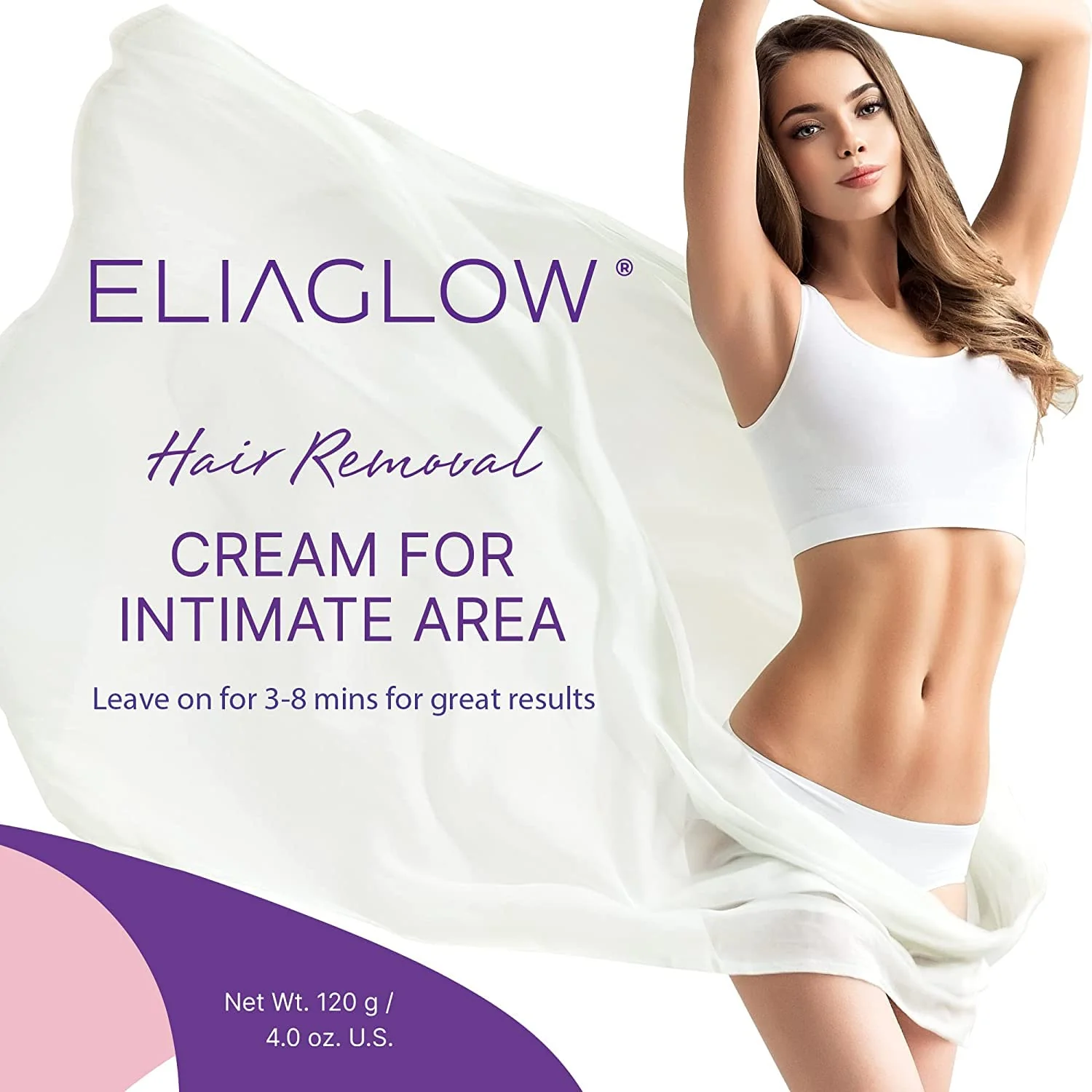 ELIAGLOW Intimate Hair Removal Cream for Women - Sensitive Skin Depilatory Cream for Private Areas, Pubic, Bikini, Body, Legs, a