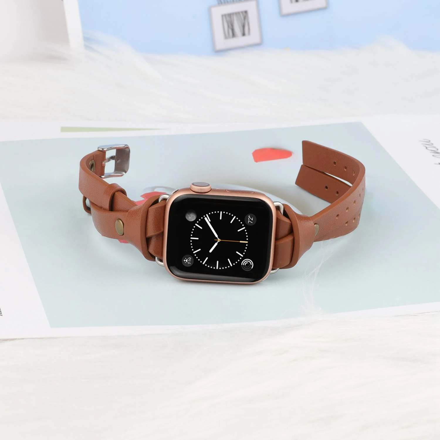Zell Electronics Zell Leather Bands Compatible With Apple Watch Band 41Mm 40Mm 38Mm 44Mm 45Mm 42Mm 49Mm Women, Double Knotted Fasten With Rive…