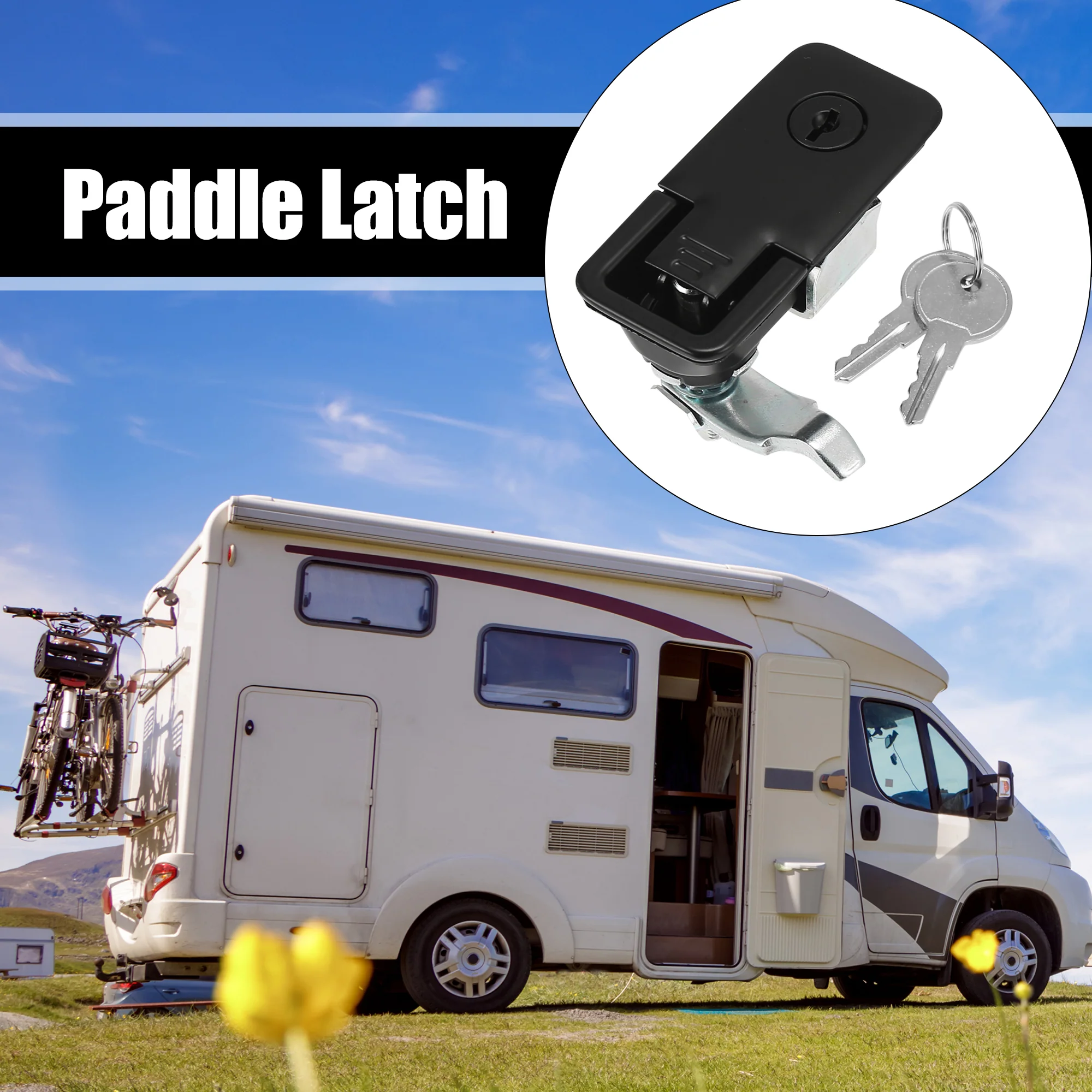 Unique Bargains 2 Set Paddle Latch Compression Lock and Keys Replacement Black for Tool Box Truck RV Trailer Caravan