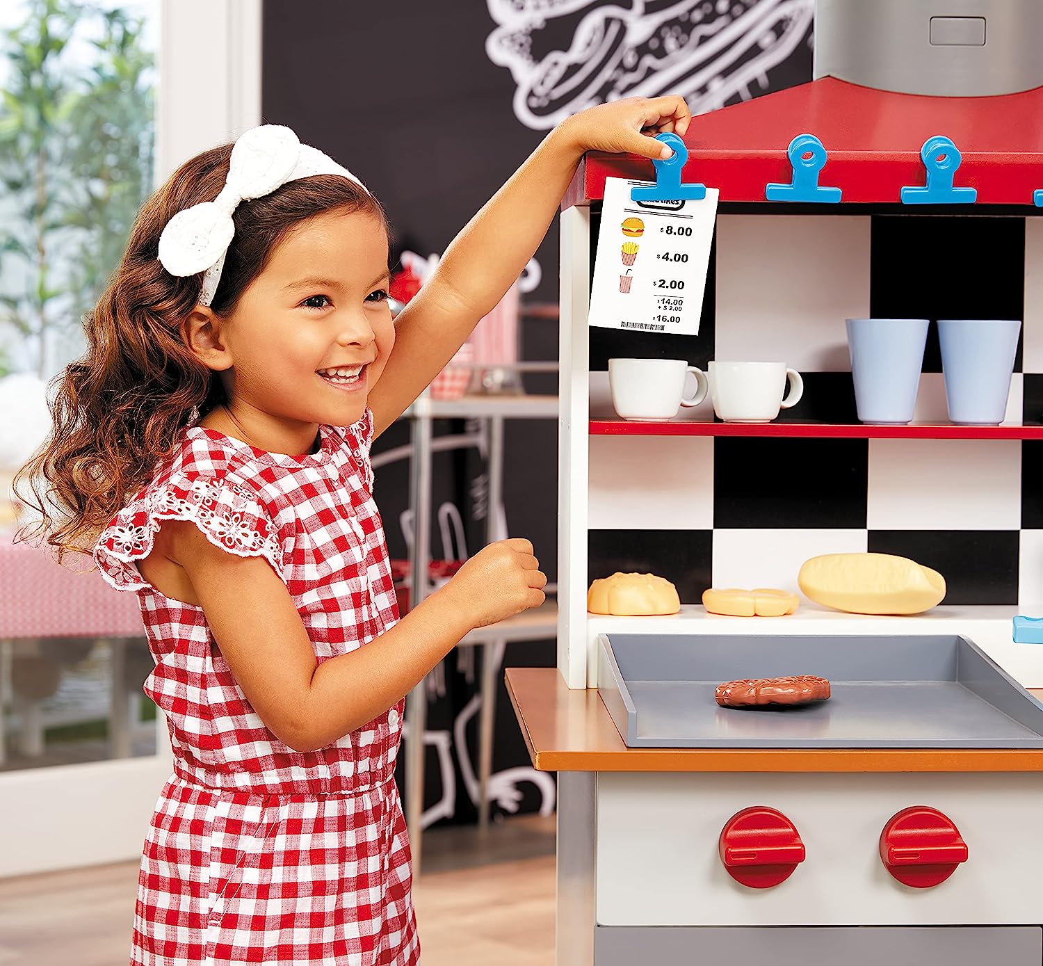 Little Tikes Real Wood Drive-Thru Diner Wooden Play Kitchen with Realistic Lights Sounds