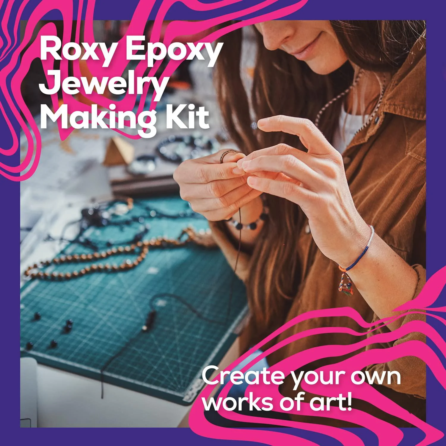 roxy epoxy jewelry making kit for beginners - complete set with resin cast, dried flowers and tools - arts and crafts supplie