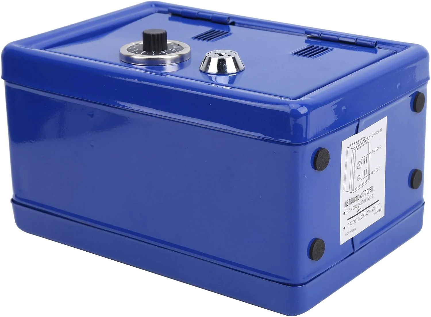 EBTOOLS Safe and Lock Box for Kids, Children Mini Money Box Piggy Bank Strongbox for Home, Metal Safe Small Cash Box with Lock(Blue)