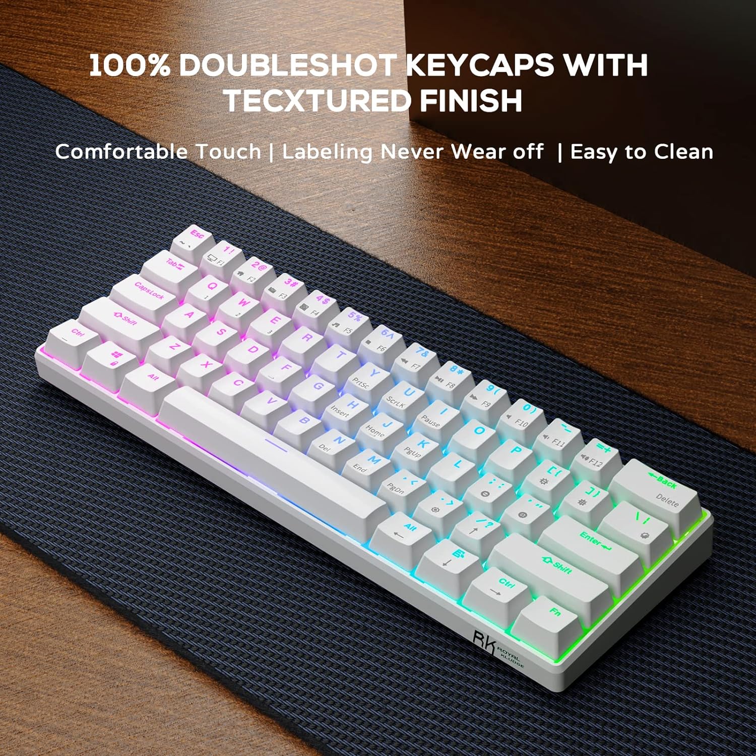 Zell Electronics Zell 60% Mechanical Keyboard With Coiled Cable, 2.4Ghz/Bluetooth/Wired, Wireless Bluetooth Mini Keyboard 61 Keys, Rgb Hot Swa…