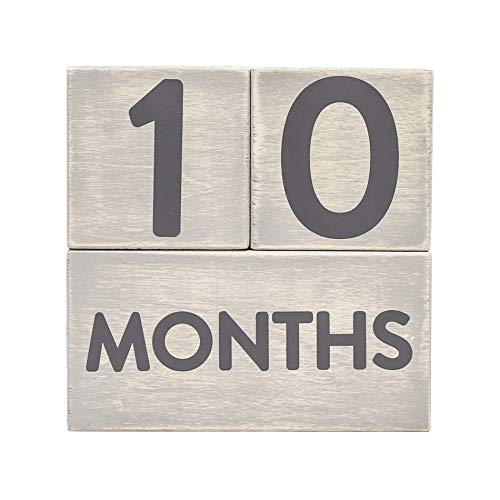 Pearhead Wooden Milestone Age Blocks, gender-Neutral Baby Accessory for Photo Sharing, Weekly, Monthly, Year and grade growth Ma