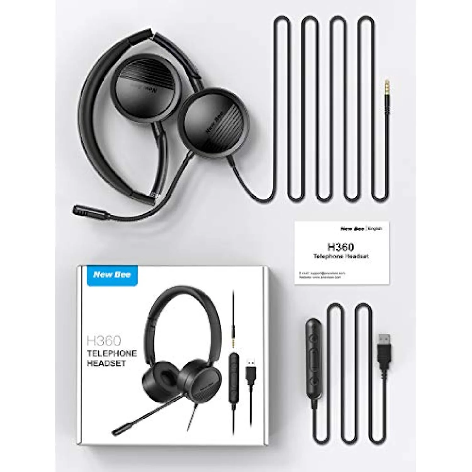 Zell Electronics Zell Usb Headset With Microphone In-Line Call Controls Computer Headset Office Headset Call Center Headset For Skype, Zoom, W…