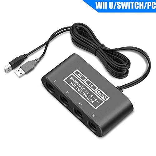 CLOUDREAM Adapter for Gamecube Controller, Super Smash Bros Switch Gamecube Adapter for WII U, Switch and PC. Support Turbo and