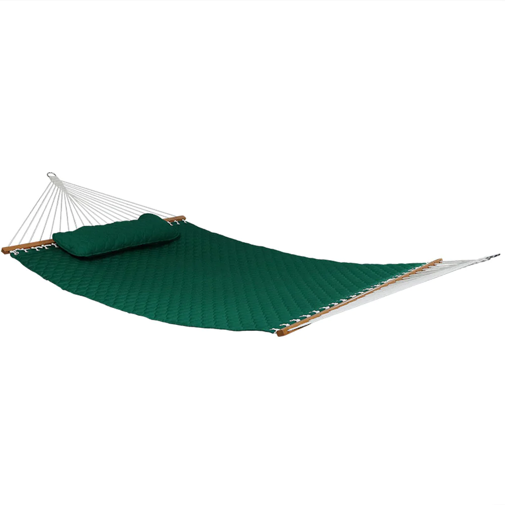 Sunnydaze Decor 2 Person Quilted Designs Fabric Spreader Bar Hammock &a; Stand - Green