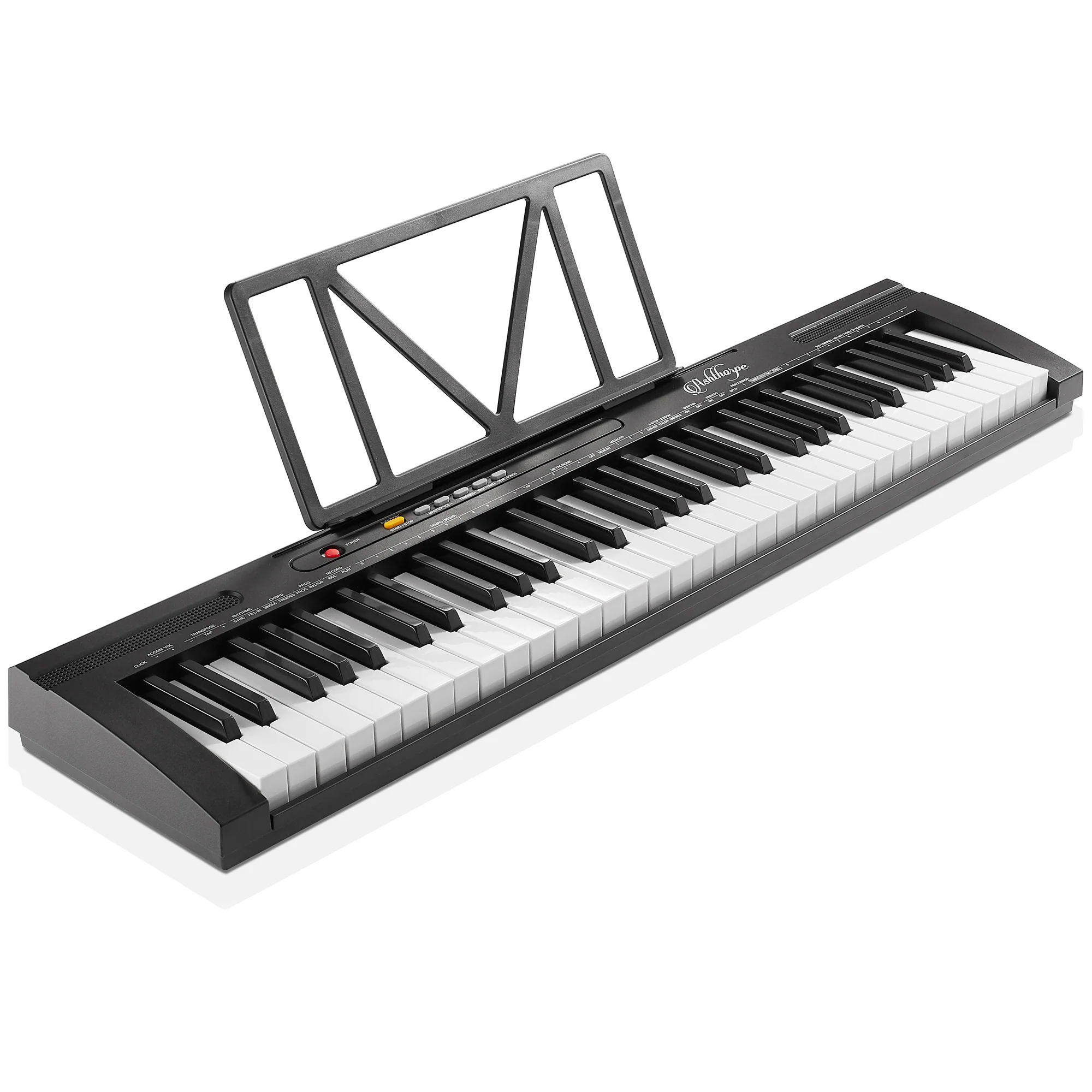 Ashthorpe 61-Key Digital Keyboard Piano, Beginner Kit w/ Stand, Stool, Phones, Microphone