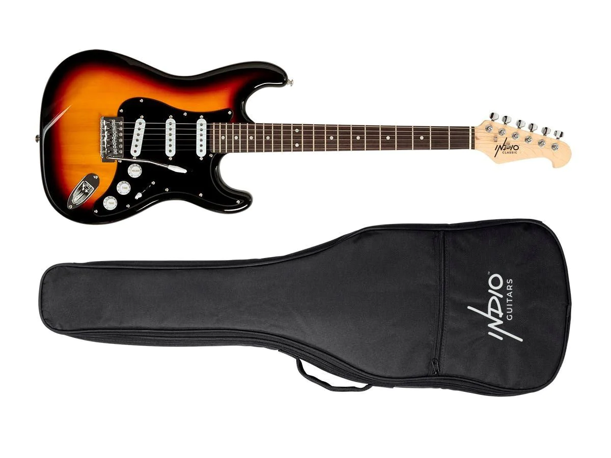 Monoprice Indio Cali Classic Electric Guitar - Sunburst, With Gig Bag