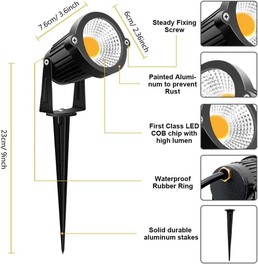 ZUCKEO Low Voltage Landscape Lights LED Landscape Lighting, 5W 12V Garden Pathway Lights Waterproof Warm White Walls Trees Flags Outdo