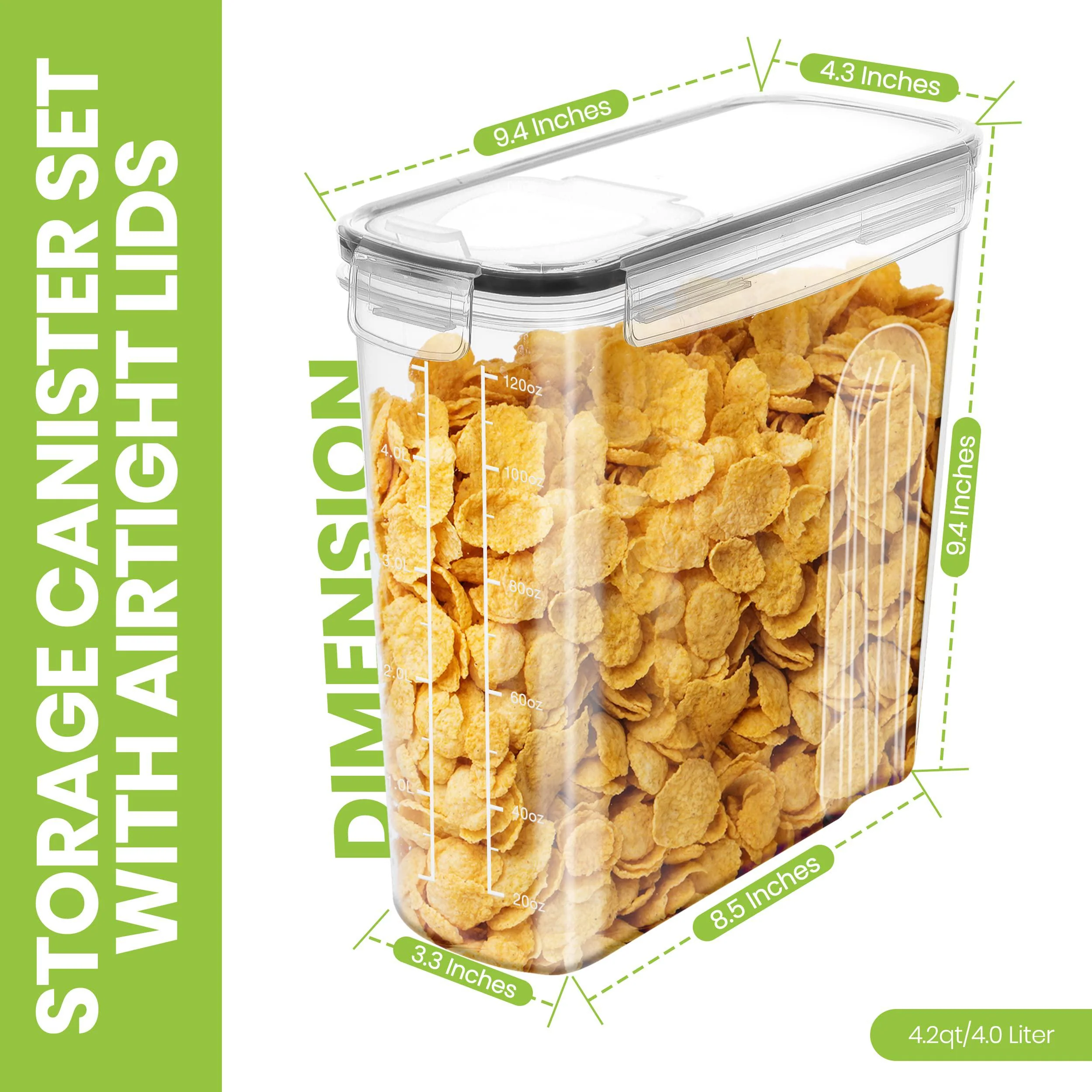 utopia kitchen cereal containers storage - airtight food storage container &a; cereal dispenser for pantry organization and sto