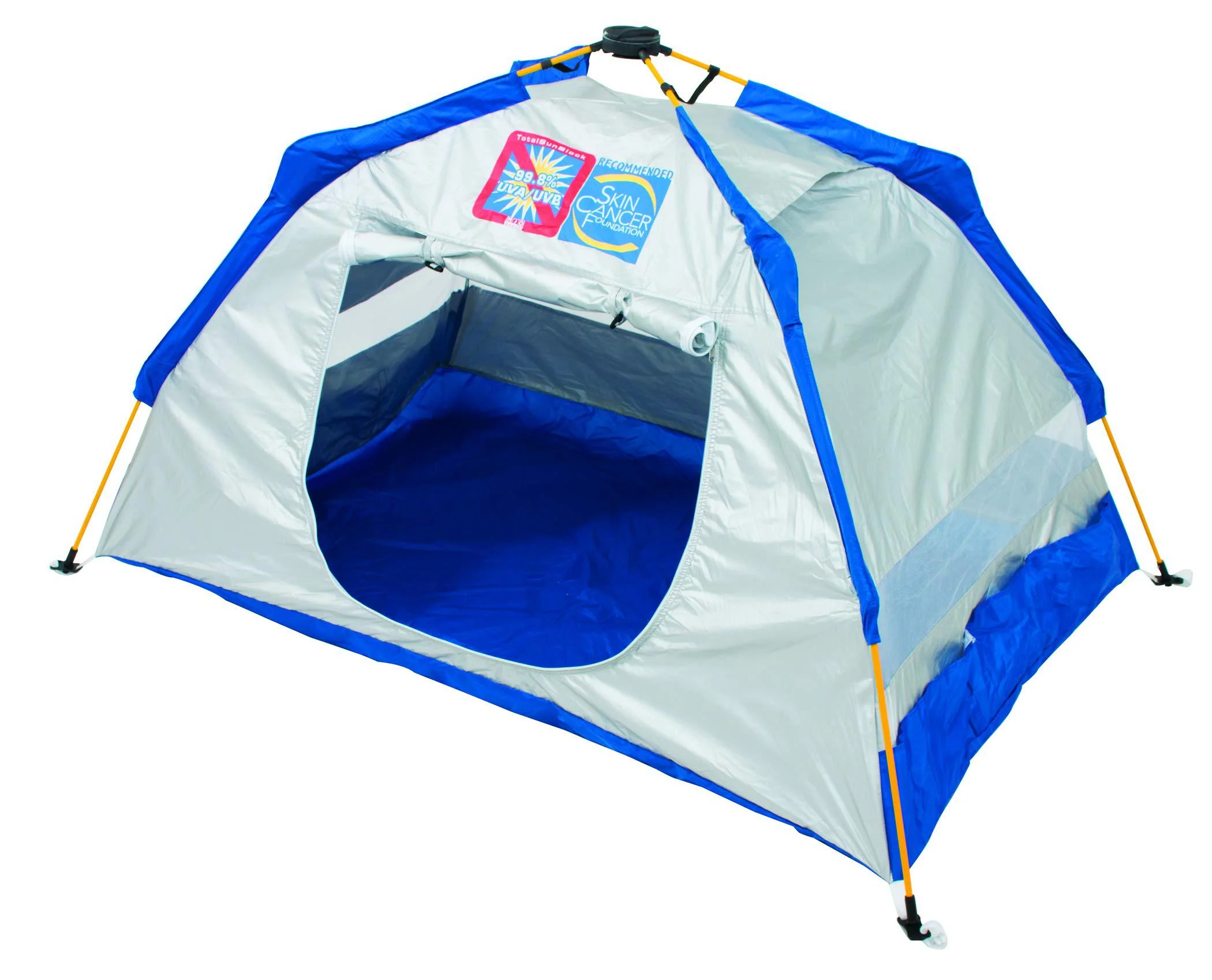 rio brands beach total sun block upf 50+ baby sun shade pop-up beach shelter, silver, 62