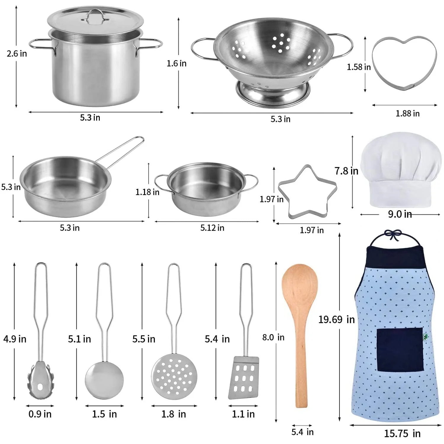 Great Choice Products Kitchen Pretend Play Toys, Kids Cooking And Baking Set With Stainless Steel Cookware Pots And Pans Set, Cooking Utensils…