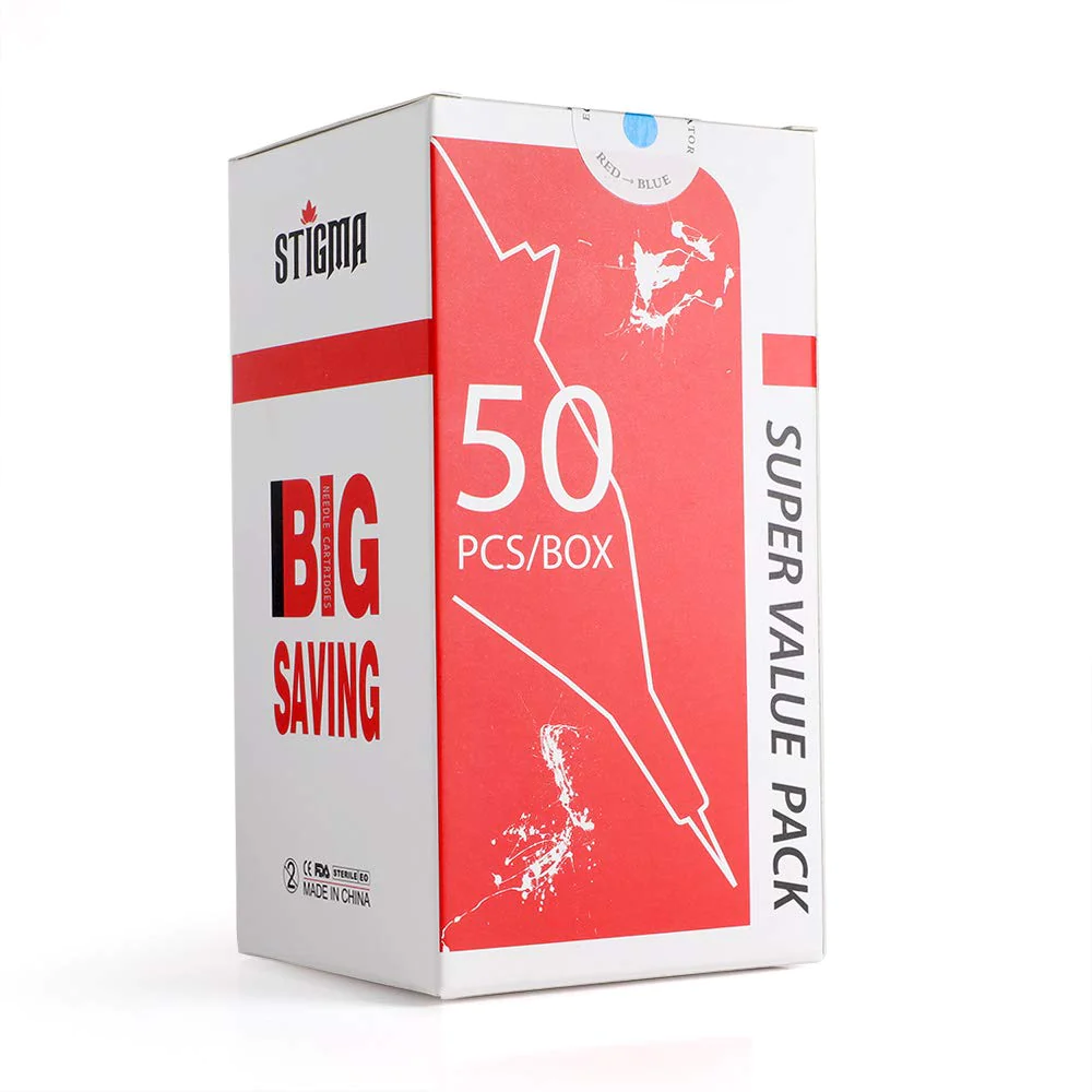 STIGMA #10(15RM) Bugpin Disposable Tattoo Needle Cartridges with Membrane Safety Cartridges for Tattoo Artists Curved/Round Magn