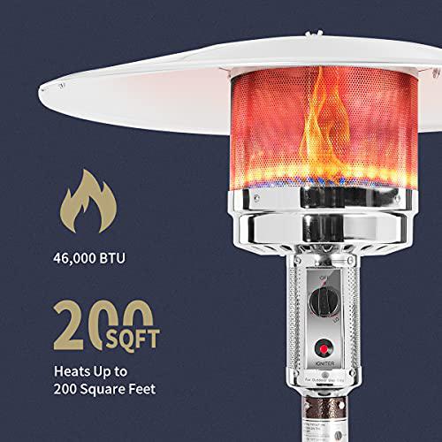 kezato 46,000 btu propane outdoor patio heater with cover and wheels for residential or commercial use 87 inches - bronze