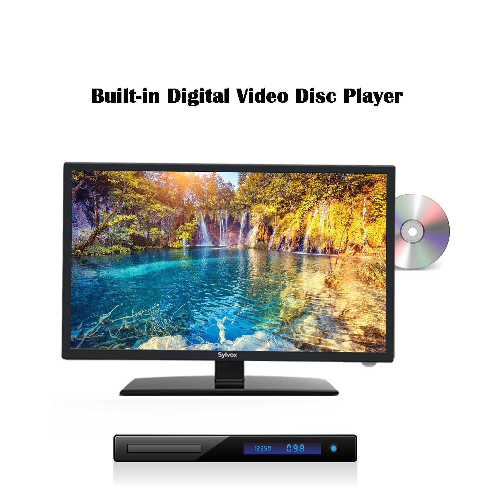 SYLVOX 27 Inch TV 12/24 Volt TV Full HD RV TV,1080P, Built-in Digital Video Disc Player and FM Radio, for Home, RV Camper and Mo
