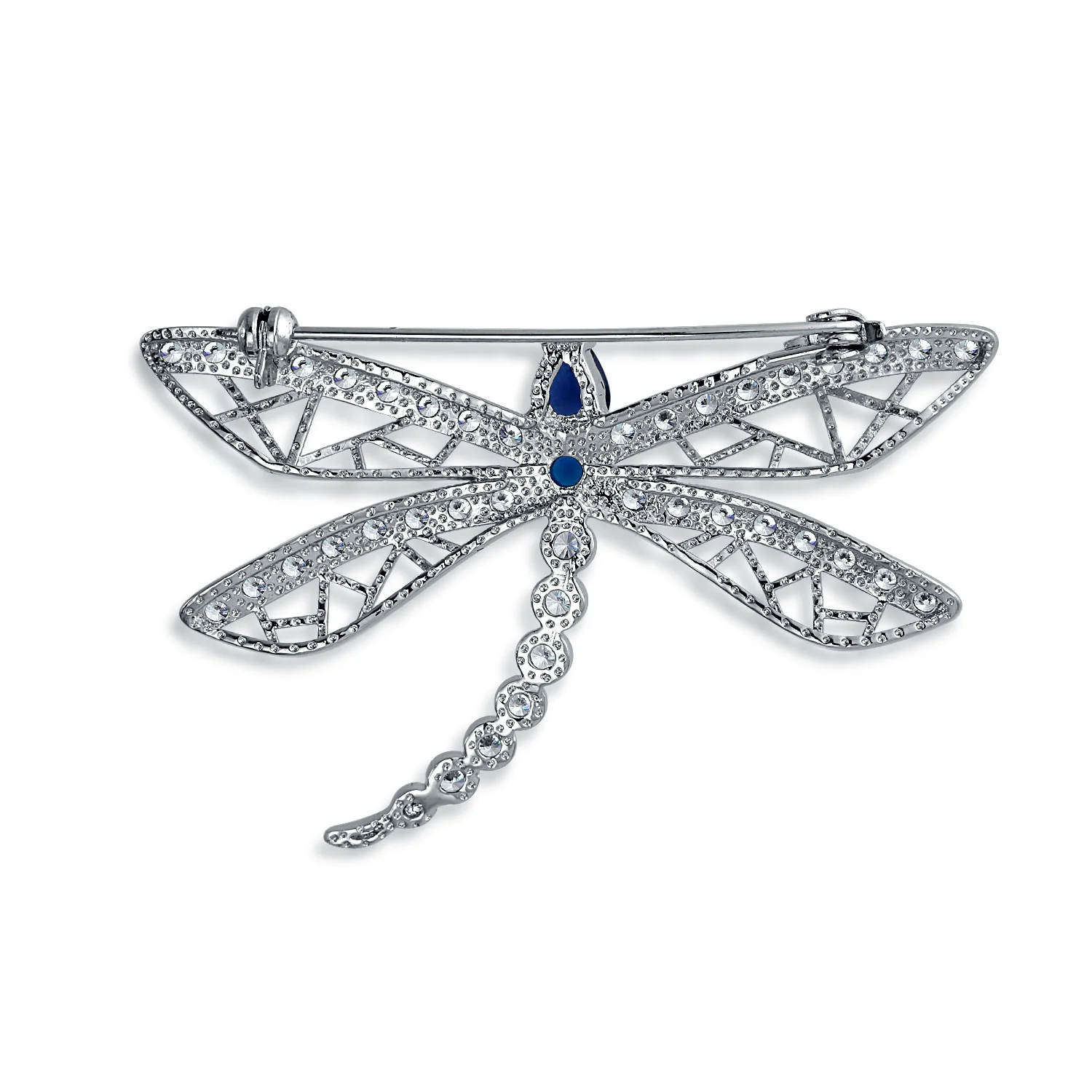 bling jewelry Garden Butterfly Dragonfly Brooch Pin CZ Blue Imitation Sapphire